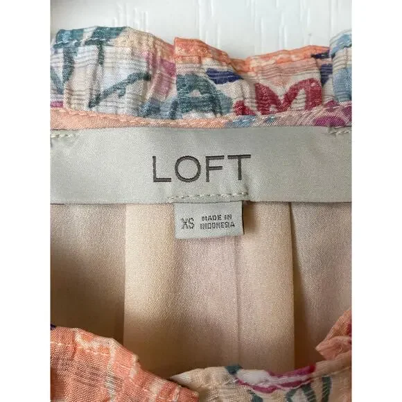 Ann Taylor LOFT Pink Champagne Floral Flutter Sleeve Mini Dress Size X-Small NWT - Picture 6 of 10